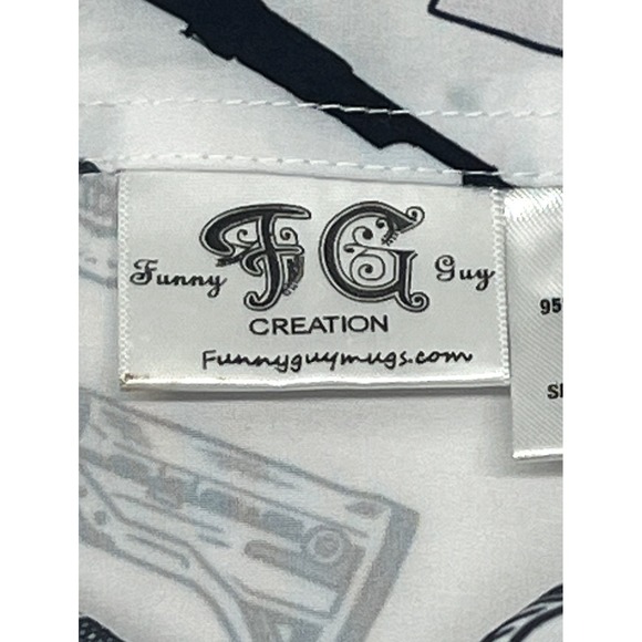 Funny Guy Mugs Gun Skull Print Shirt XXL White Graphic Button Up Men's Top - Picture 12 of 12